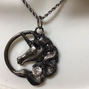 XMAS is coming! Antique silver unicorn metal pendant w/ a 24” stainless chain.